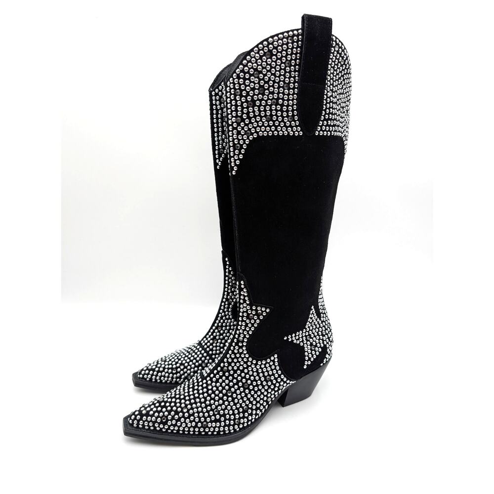 Matisse Dumplin Rhinestone Studded Pointed Toe Boots Womens Black Size US6M EU36